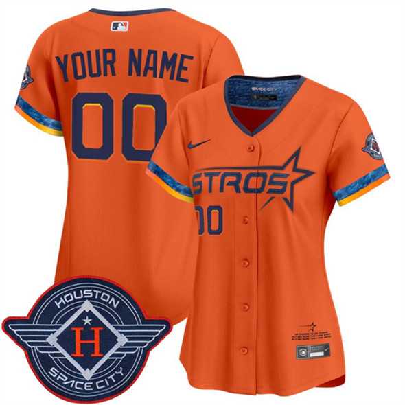 Womens Houston Astros Active Player Custom Orange 2025 City Connect Limited Stitched Baseball Jersey